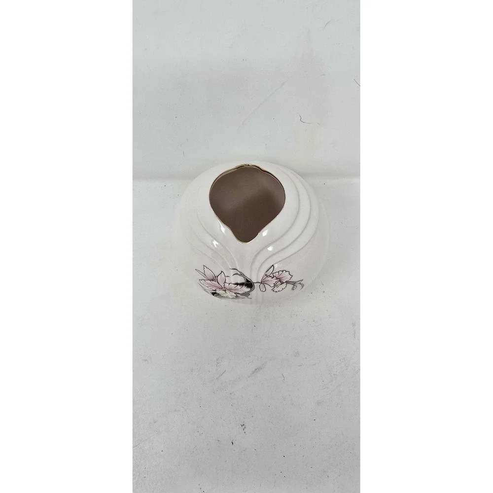 Vtg fine china‎ vase Hibiscus butterdlies whimsigoth grandmacore cottagecore